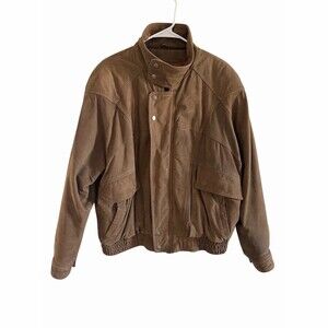 80’s Wilsons Adventure Bound Mens Bomber Jacket Brown Size L Thinsulate YKK Zip